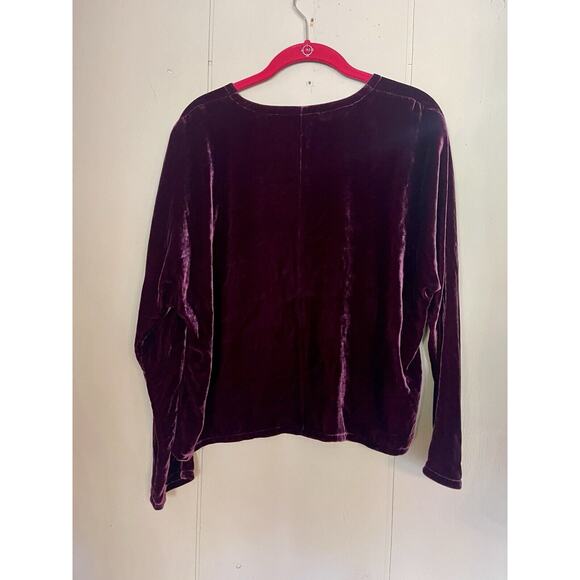 Eileen Fisher Boxy 90’s Dolman Sleeve Silk Velvet V Neck Top XXS NWT $278 - Picture 3 of 6